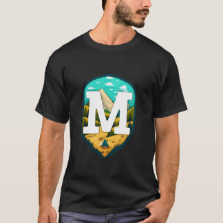 T-shirt M Big Letter Mountain Camping Long Manche T Chemis