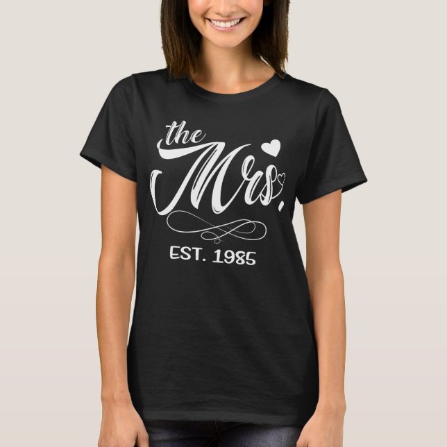 T-shirt M. Est 1985. 35e anniversaire de Mariage pour la f (Devant)