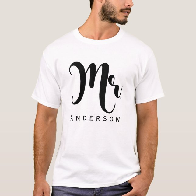 T-shirt M. Groom Écriture Moderne Tendance Mariage (Devant)