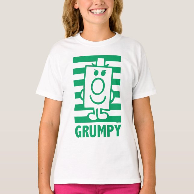 T-shirt M. Grumpy | Grin escarpé et rayures vertes (Devant)