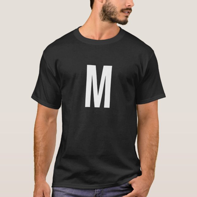 T-shirt M Letter Number Symbol Alphabet Initial Premium (Devant)