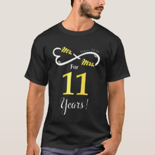 T-shirt M. Mme Infinite Amour Marié Anniversaire 11 ans