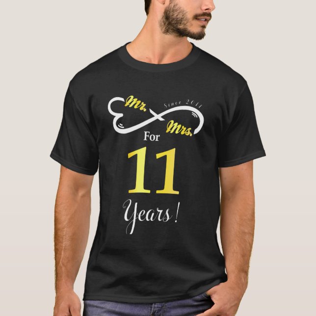 T-shirt M. Mme Infinite Amour Marié Anniversaire 11 ans (Devant)