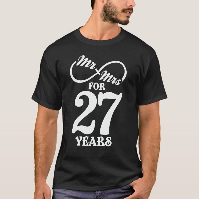 T-shirt M. & Mme Pour 27 Anniversaire du 27e Mariage (Devant)