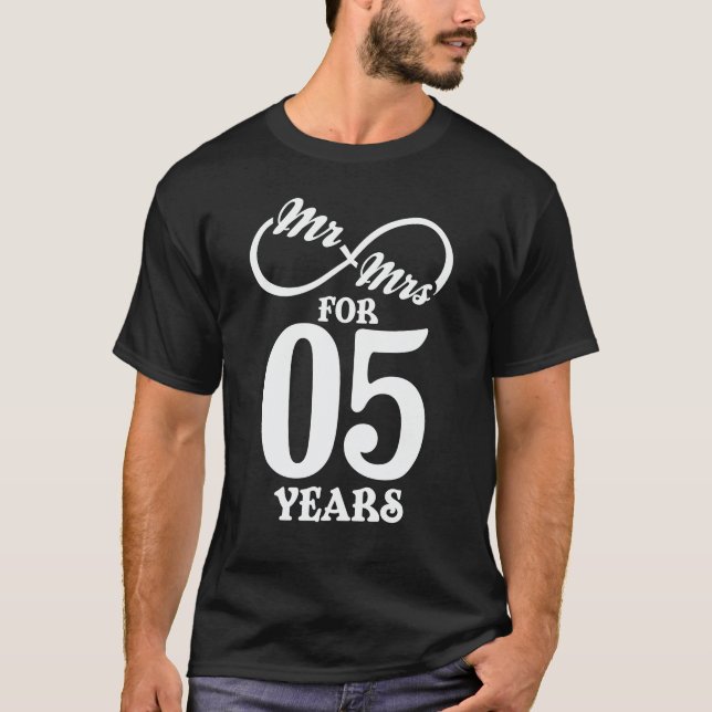 T-shirt M. & Mme Pour 5 ans 5e anniversaire de Mariage (Devant)