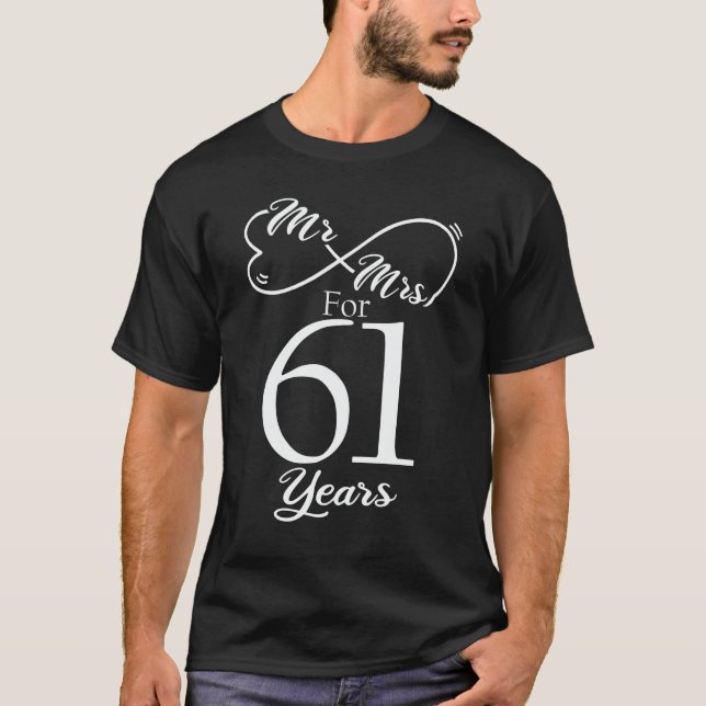 T-shirt M. & Mme Pour 61 ans 61e anniversaire de Mariage (Devant)