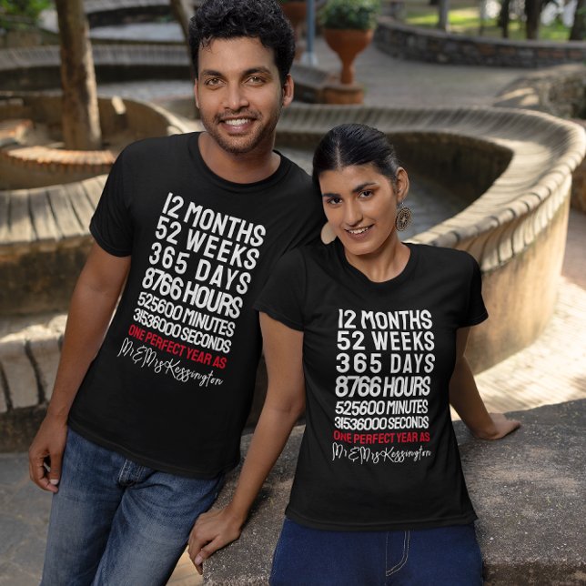 T-shirt M. & Mme Time 1er anniversaire du Mariage (Créateur téléchargé)