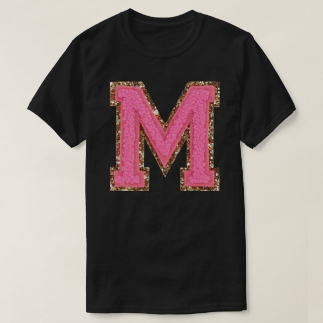 T-shirt M - Parties scintillant Bubblegum Varsity Lettre P (Design devant)