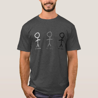 T-shirt M. White, M. Grey, et M. Black