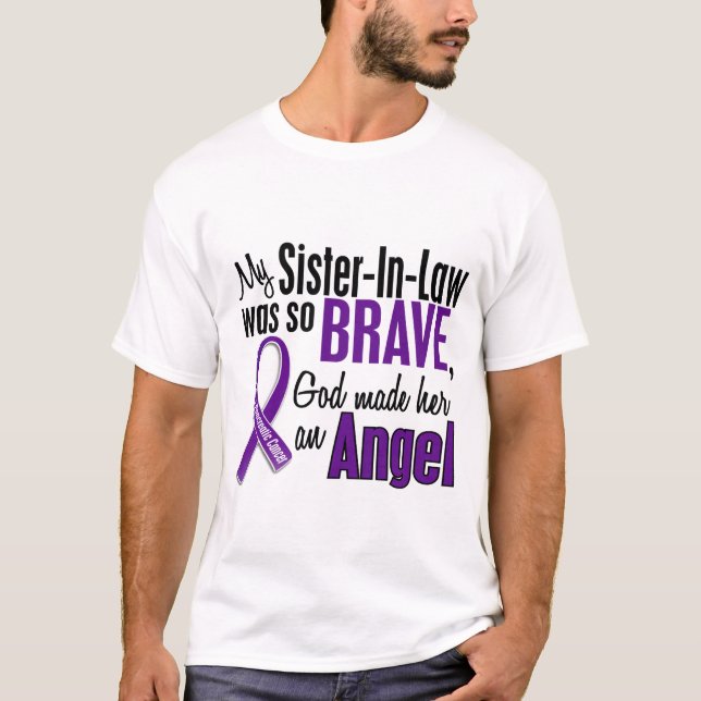 T-shirt Ma belle-soeur est un Cancer pancréatique d'ange (Devant)