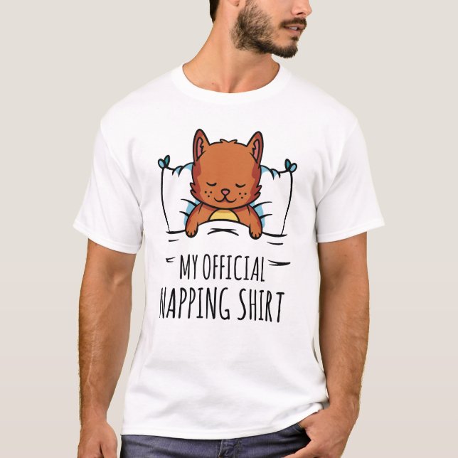 T-shirt Ma chemise de sieste officielle avec Cat couché (Devant)
