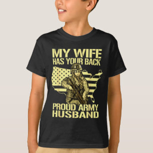 T-shirt Ma femme dans ton dos - mari fier de l'armée milit