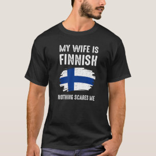 T-shirt Ma Femme Est Finlandaise Finlande Fierté Drapeau H