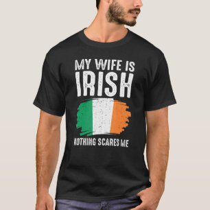 T-shirt Ma Femme Est Irlandaise Irland Pride Drapeau Racin