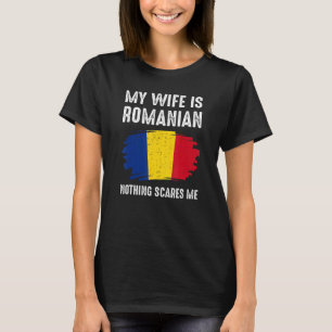 T-shirt Ma Femme Est Roumaine Roumanie Fierté Drapeau Héri