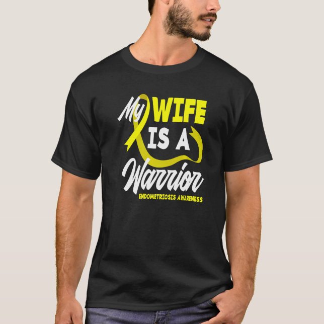T-shirt Ma Femme Est Un Guerrier Yellow Ribbon Endometrios (Devant)