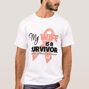 T-shirt Ma femme est une survivante d'un cancer de l'utéru