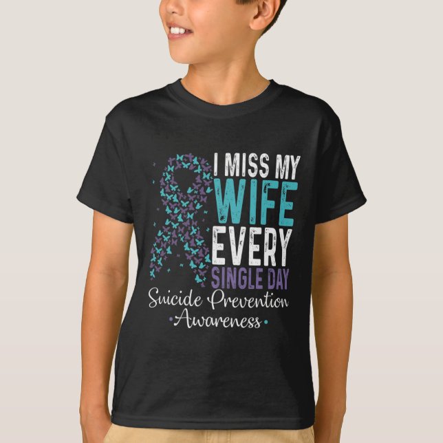 T-shirt Ma femme me manque chaque jour Prévention du suici (Devant)