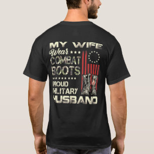 T-shirt Ma Femme Porte Des Bottes De Combat Fière Mari Mil