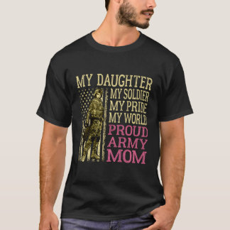 T-shirt Ma fille Mon héros soldat Fier Armée Maman Militar