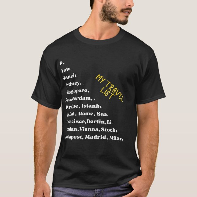 T-shirt Ma liste de voyage (Devant)