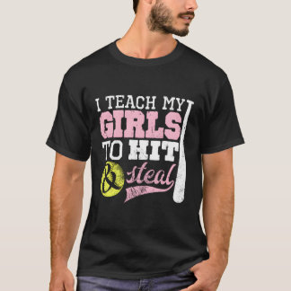 T-shirt Ma Mère De Softball Je M'Enseigne À Frapper Et À V