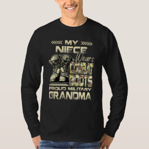 T-shirt Ma Nièce Porte Des Bottes De Combat Fière Grand-Mè