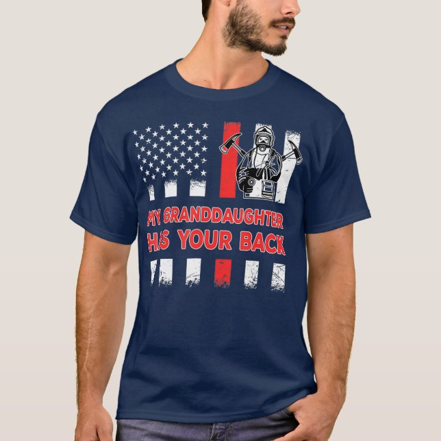 T-shirt Ma Petite-Fille A Ton Dos Fier Pompier (Devant)