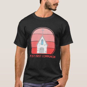 T-shirt Ma première communion Église rose religieuse catho