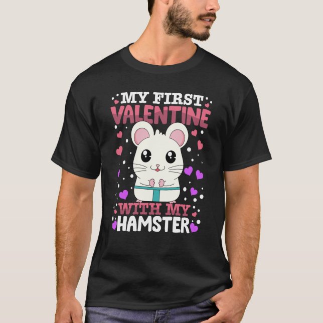 T-shirt Ma Première Saint Valentin Avec Mon Hamster Animal (Devant)
