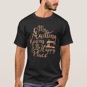 T-shirt Ma Salle De Couchage Est Mon Endroit Heureux - Cou