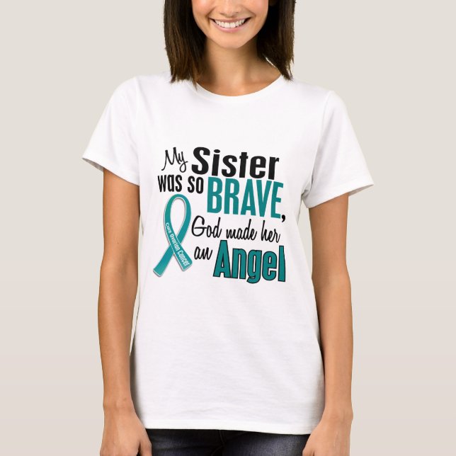 T-shirt Ma soeur est un Cancer ovarien de l'ange 1 (Devant)
