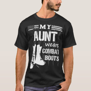 T-shirt Ma tante Porte Des Bottes De Combat Militaire Anci