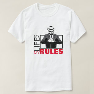 T-shirt Ma vie, mes règles, le gangster rouge et noir