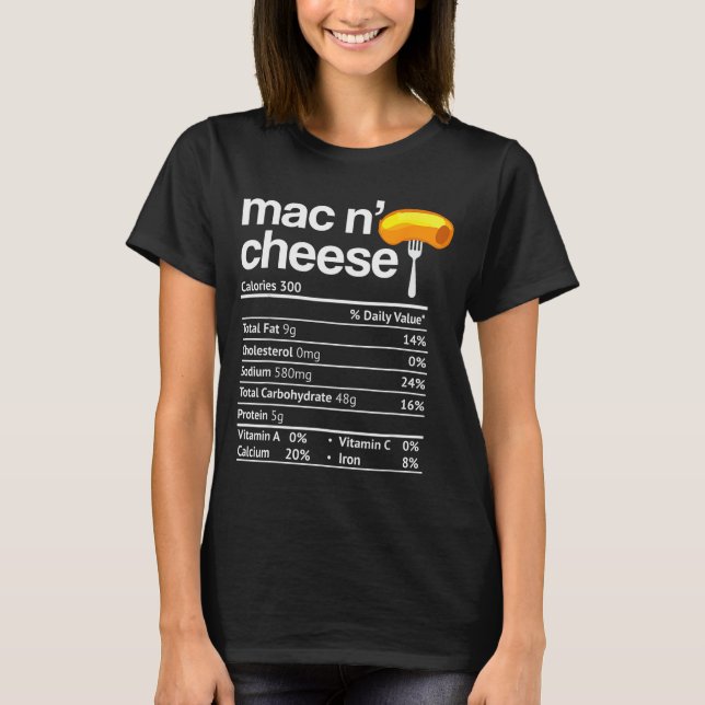 T-shirt Mac And Cheese Nutrition Funny Thanksgiving Mac N' (Devant)