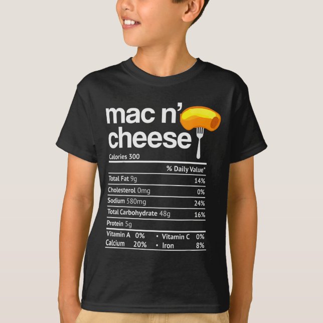 T-shirt Mac And Cheese Nutrition Funny Thanksgiving Mac N' (Devant)