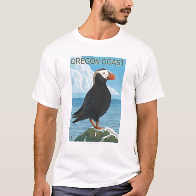 T-shirt Macareux tufté de côte de l'Orégon (Devant)