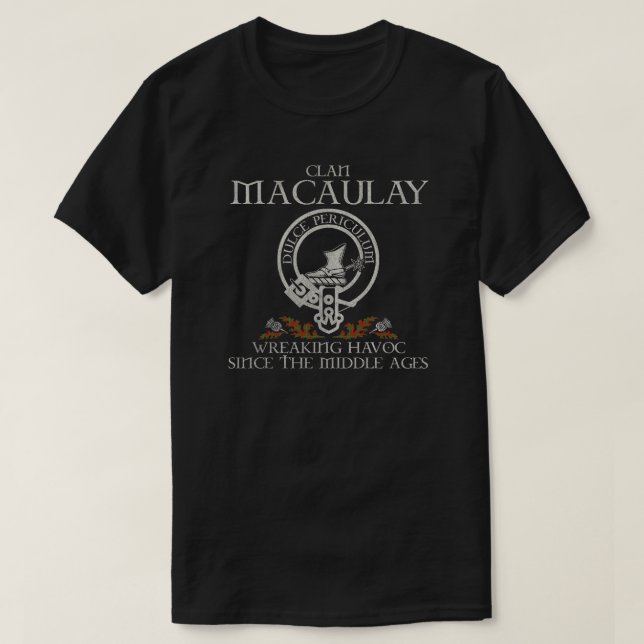 T-shirt MacAulay Clan crête nom écossais tartan Thistl (Design devant)