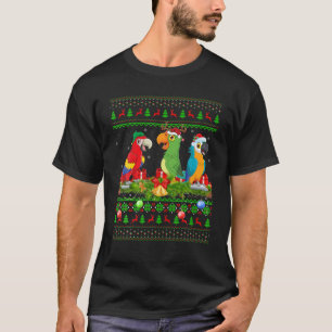 T-shirt Macaw Birds Aimer Xmas Éclairage Père Noël Ugly