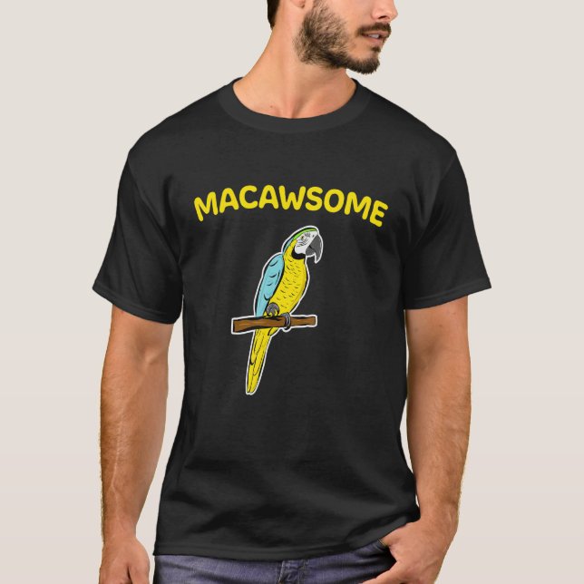 T-shirt Macawsome de perroquet bleu et jaune (Devant)
