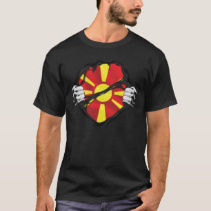 T-shirt Macédoine Drapeau à racines pures Noir