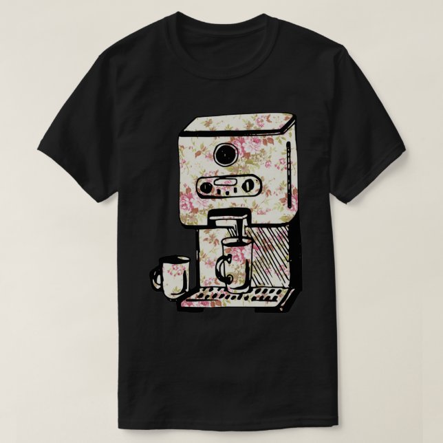 T-shirt Machine à café florale (Design devant)
