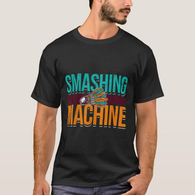 T-shirt Machine à casser Navette Retro Birdie Badminton (Devant)