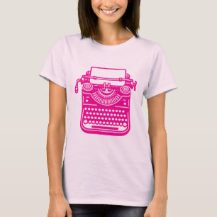 T-shirt Machine à écrire vintage - rose