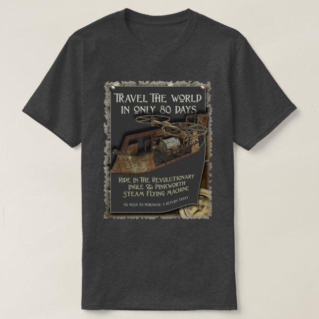 T-shirt Machine de vol drôle de Steampunk (Design devant)