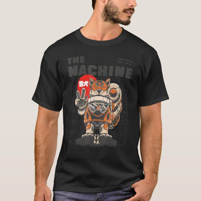 T-shirt Machine Robot Chat Géant Animaux Avec Cute Kitty (Devant)