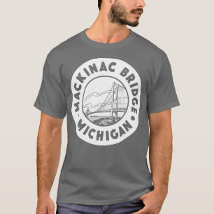 T-shirt Mackinac Bridge Michigan Circle Blanc