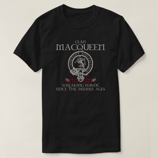 T-shirt Macqueen Clan crête écossaise nom de famille tarta (Design devant)