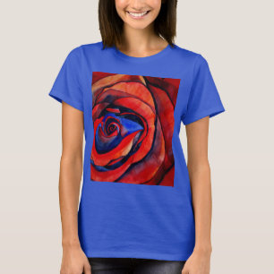 T-shirt Macro rouge rose abstraite peinture d'art