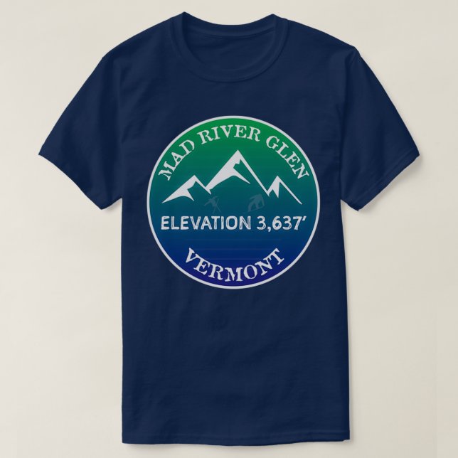 T-shirt Mad River Glen Mountain Vermont Domaine skiable Sn (Design devant)